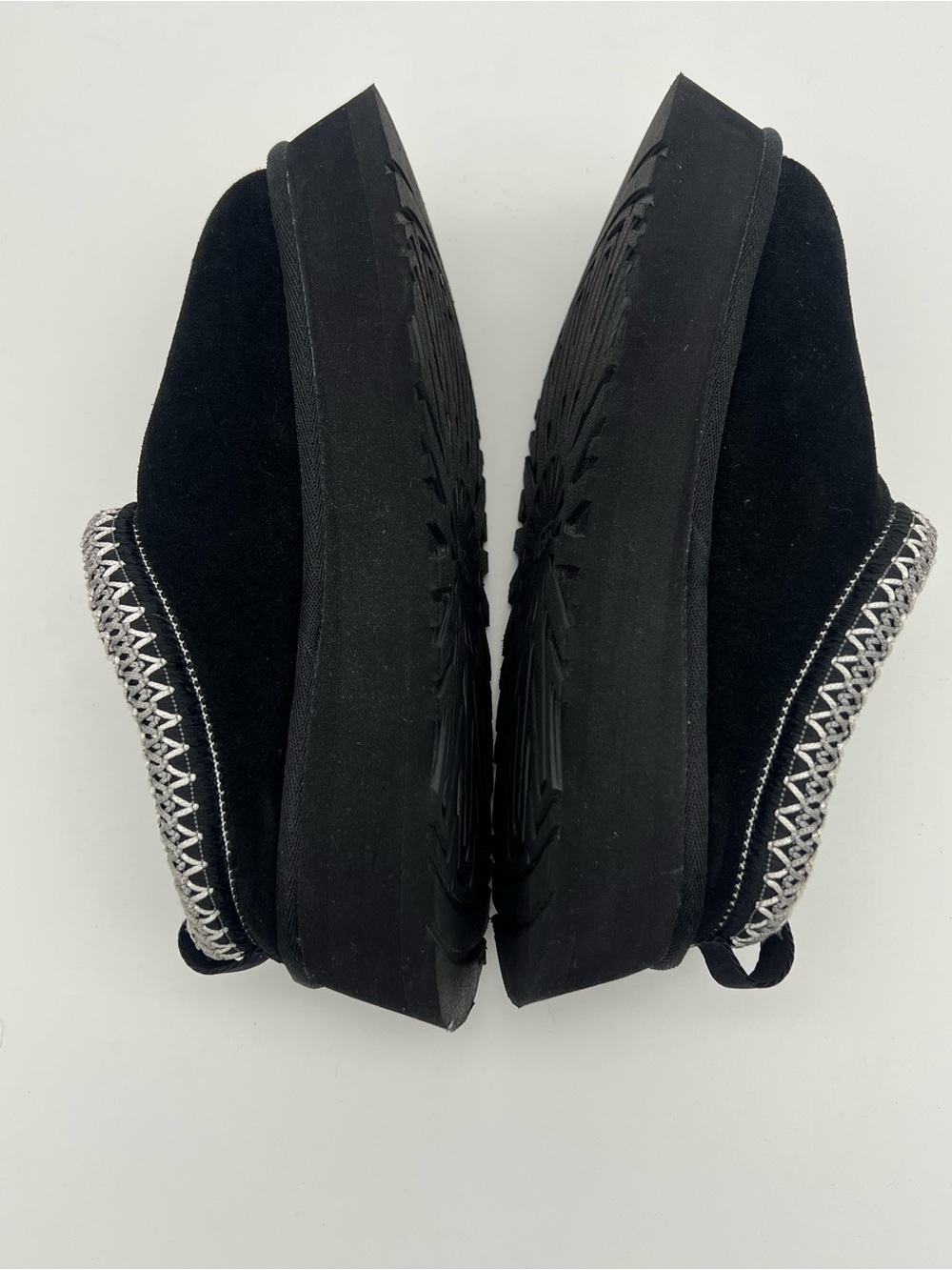 Ugg Tasman Platform Women’s size 6 black suede leather gray shearling shoes mule - Picture 6 of 9